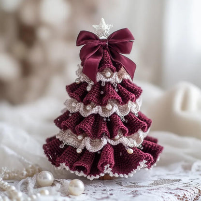 ✨🎁 DIY Crochet Christmas Tree Kit With Imitation Pearl Accents🎄– Create Your Own Holiday Magic