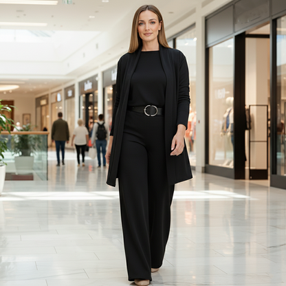 🔥Last day offer: 50% off-Elegant Longline Cardigan & Top & Pants 3-Pieces Set