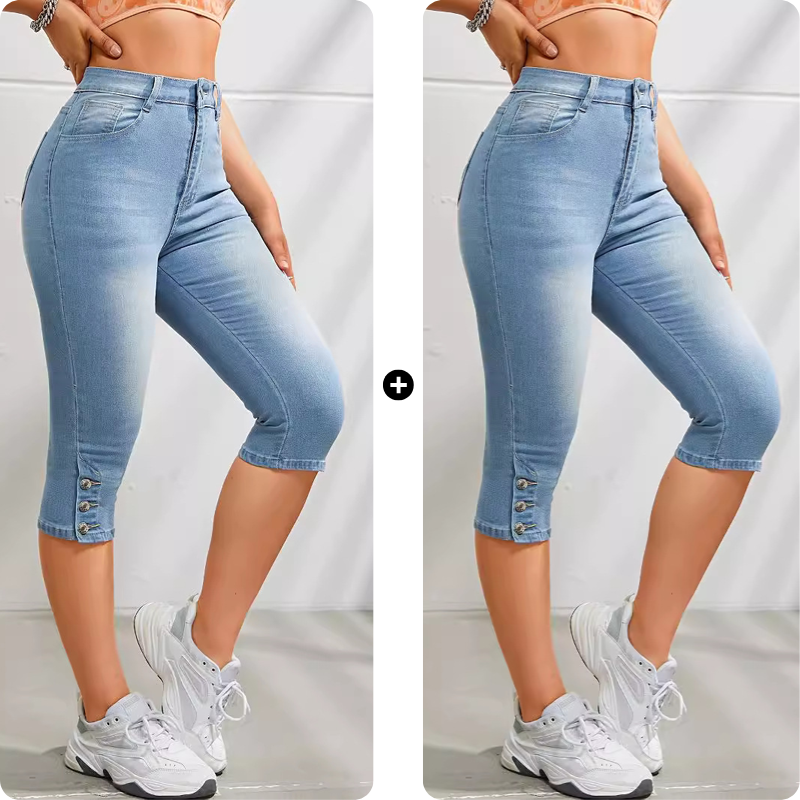 Women's High-Waist Slim-Fit Capri Jeans