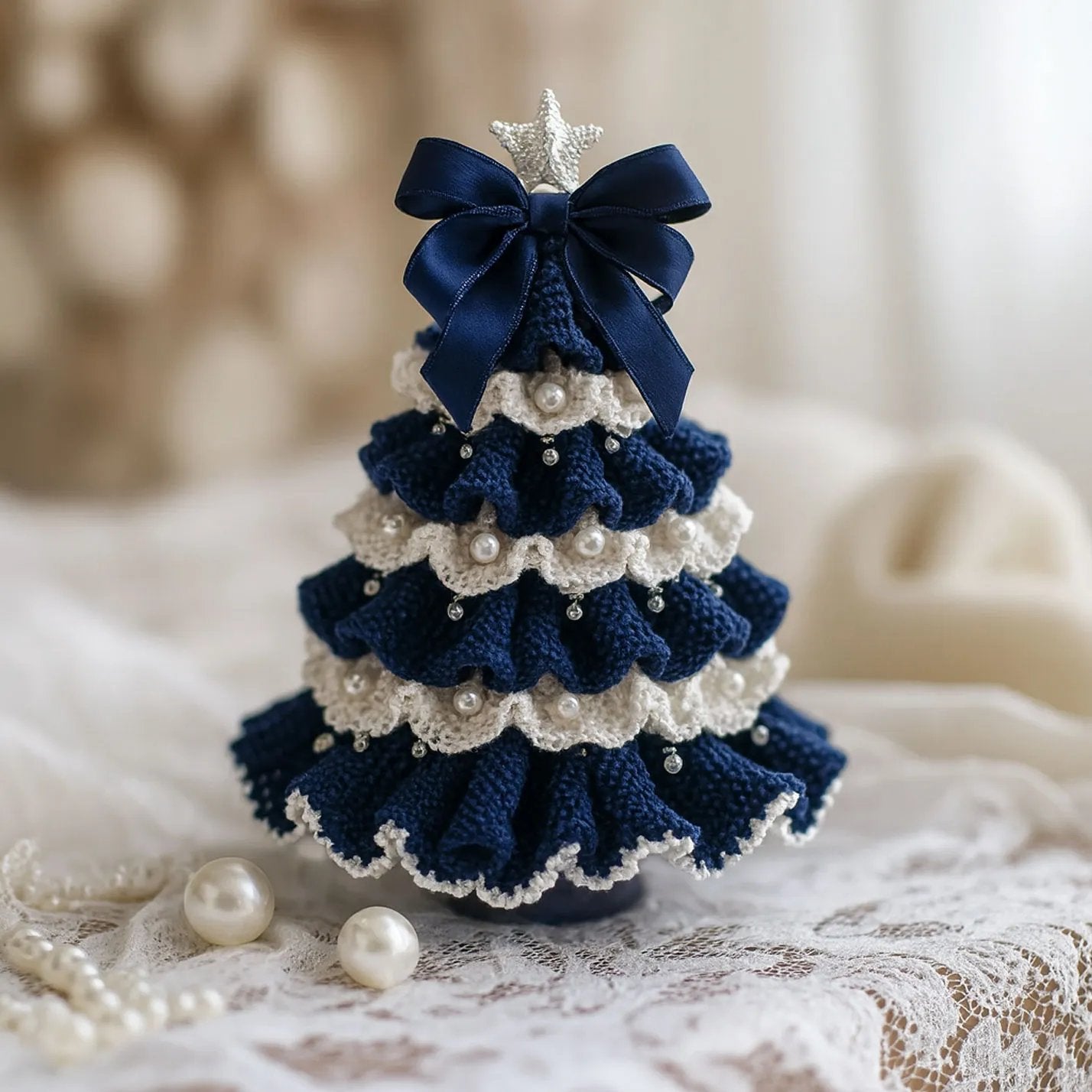 ✨🎁 DIY Crochet Christmas Tree Kit With Imitation Pearl Accents🎄– Create Your Own Holiday Magic
