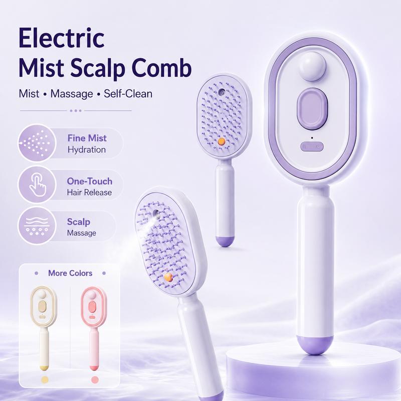 50K+ SOLD!🔥ProGlide™🇬🇧 Scalp Massager Comb 💆‍♀️ – Self-Cleaning 🧼, Tangle-Free ✂️ & Frizz-Control Hair Brush with Soothing Mist Spray 💨✨ | Perfect for Dry, Brittle Hair 💧🌟
