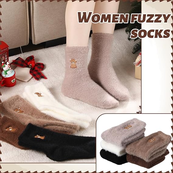 ⏳Warm Winter Sale 50% OFF!🔥Women's Cute Warm Highland Cow Embroidered Plush Socks