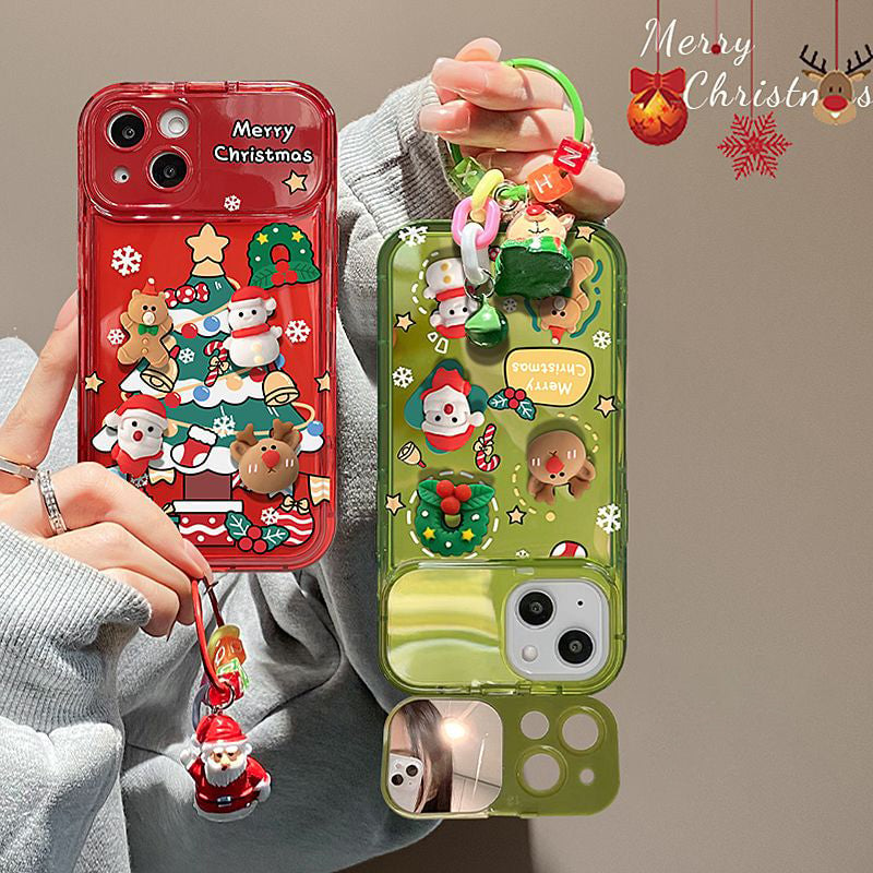 🎄Christmas Hot Sale 50% OFF🔥Christmas Tree Pendant Flip Mirror Case Cover For iPhone🎅