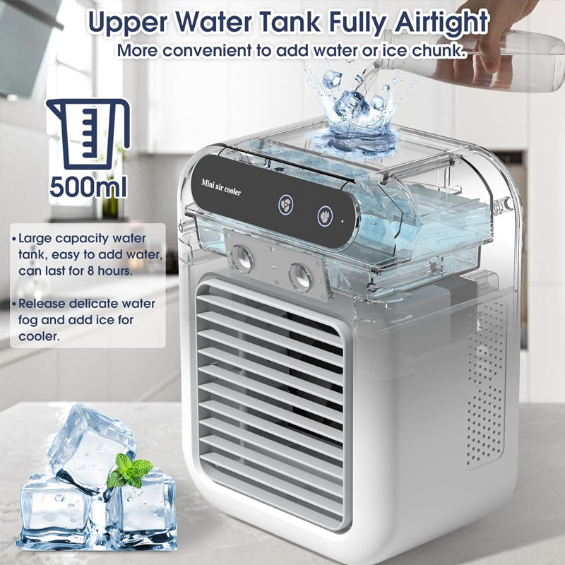 Mini portable air conditioner with cooling and humidification functions