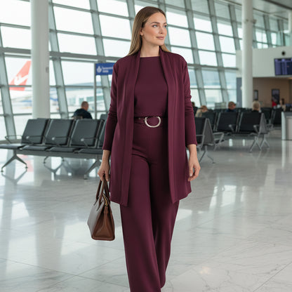 🔥Last day offer: 50% off-Elegant Longline Cardigan & Top & Pants 3-Pieces Set