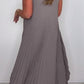 👗Laney Pleated Short Sleeve Irregular Midi Top and Elastic Waist Wide Leg Pants Set✨