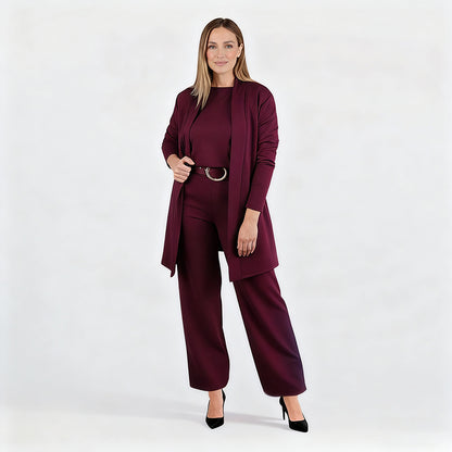 🔥Last day offer: 50% off-Elegant Longline Cardigan & Top & Pants 3-Pieces Set
