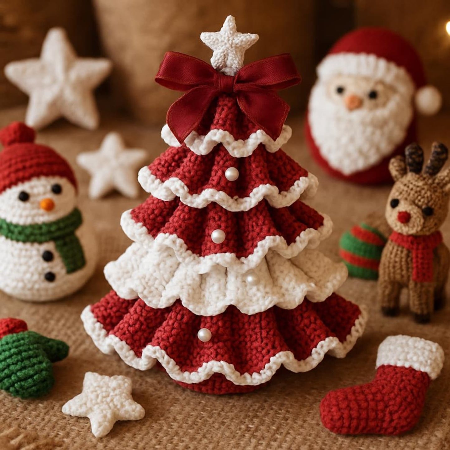 ✨🎁 DIY Crochet Christmas Tree Kit With Imitation Pearl Accents🎄– Create Your Own Holiday Magic