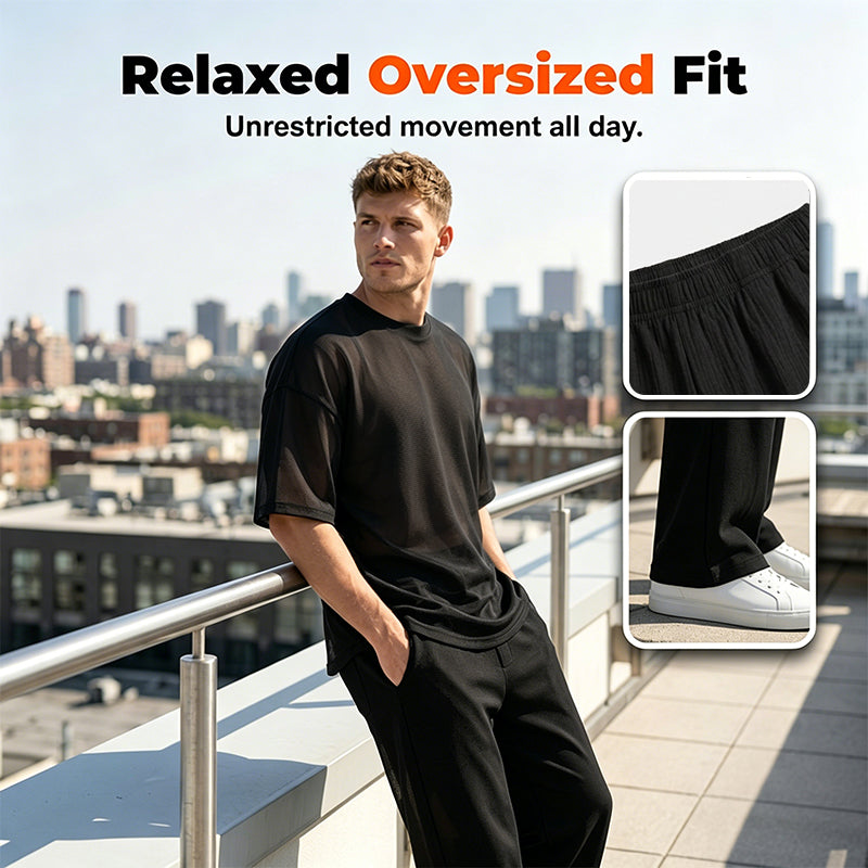 📢📢40% OFF !! ⏰Men's T-Shirt & Wide-Leg Pants 2-Piece Set