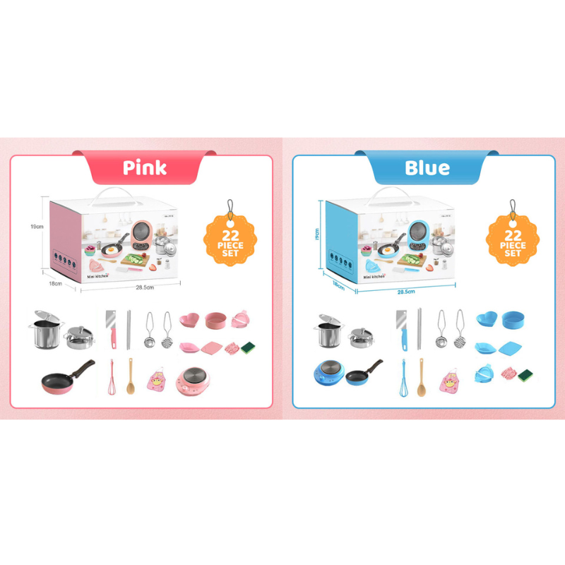 🎁[Best Gift For Kid]🍳Children's Real Cooking Mini Kitchen Toys - 22 PCS Set