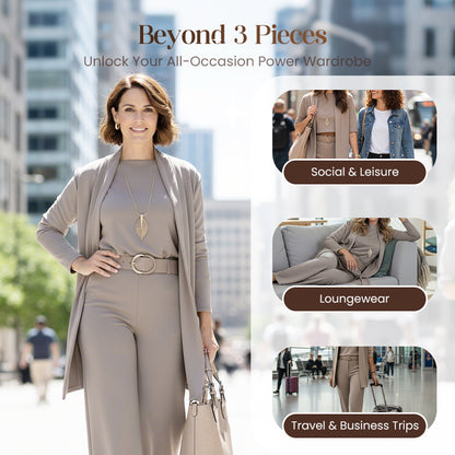 🔥Last day offer: 50% off-Elegant Longline Cardigan & Top & Pants 3-Pieces Set