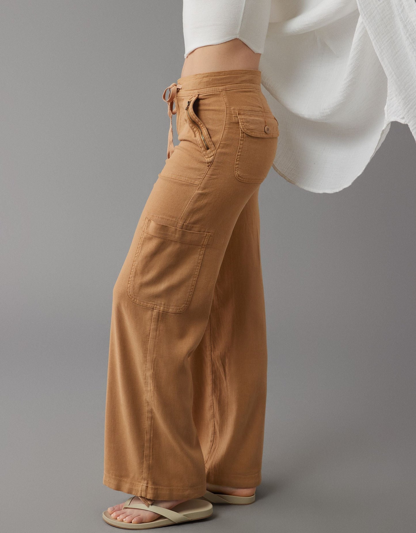 💥LAST DAY SALE 49% OFF!!🎁Linen-Blend Wide-Leg Cargo Pant