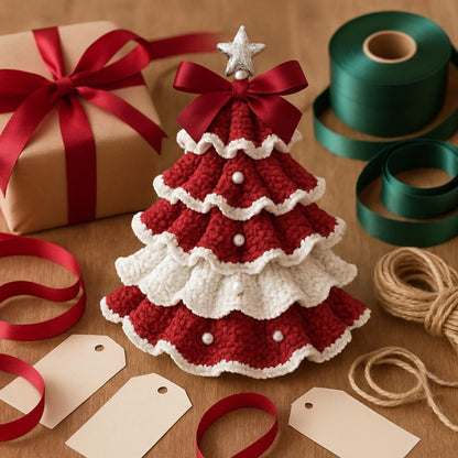 ✨🎁 DIY Crochet Christmas Tree Kit With Imitation Pearl Accents🎄– Create Your Own Holiday Magic