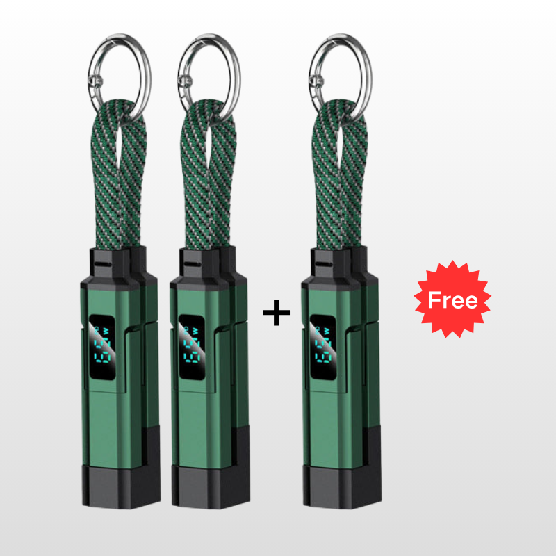 🔥HOT SALE50% OFF🔥🔌 4-in-1 charging cable with digital display & key ring – fast charging, kink-resistant & compact