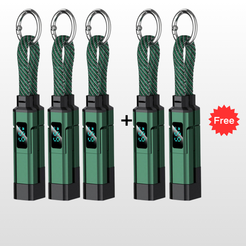 🔥HOT SALE50% OFF🔥🔌 4-in-1 charging cable with digital display & key ring – fast charging, kink-resistant & compact