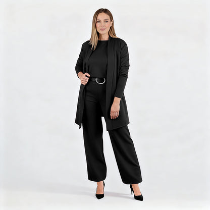🔥Last day offer: 50% off-Elegant Longline Cardigan & Top & Pants 3-Pieces Set