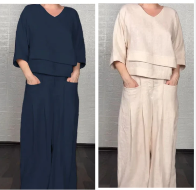 💐Autumn New Arrivals 50%OFF💖Irregular Hem Cotton Linen Short Sleeve Casual 2-Piece Set