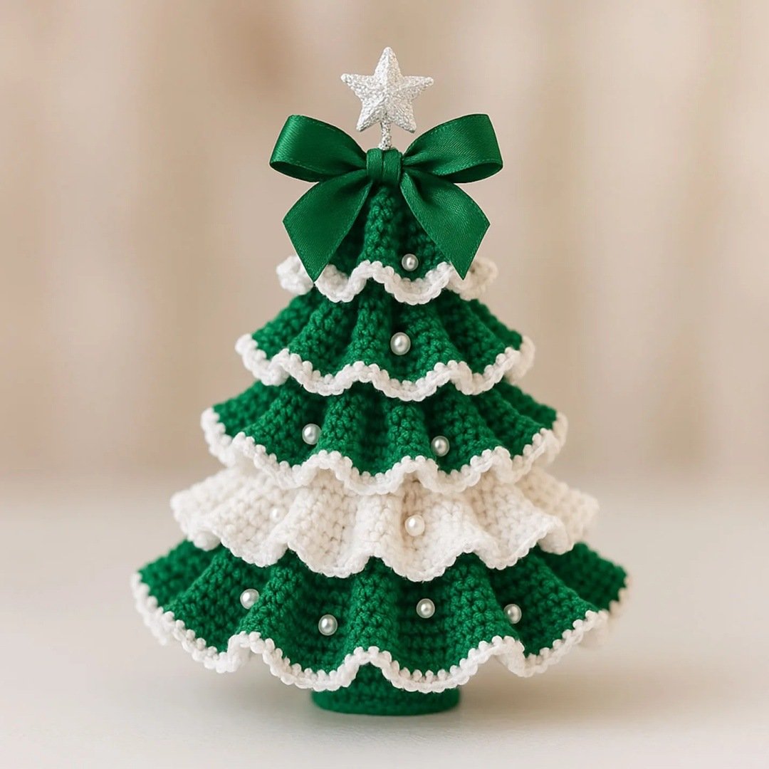 ✨🎁 DIY Crochet Christmas Tree Kit With Imitation Pearl Accents🎄– Create Your Own Holiday Magic