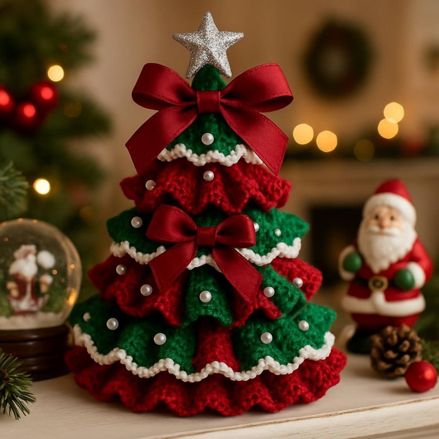 ✨🎁 DIY Crochet Christmas Tree Kit With Imitation Pearl Accents🎄– Create Your Own Holiday Magic
