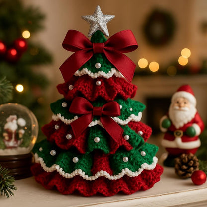 ✨🎁 DIY Crochet Christmas Tree Kit With Imitation Pearl Accents🎄– Create Your Own Holiday Magic
