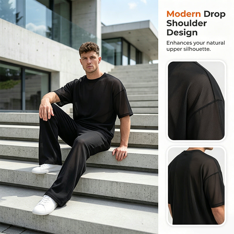 📢📢40% OFF !! ⏰Men's T-Shirt & Wide-Leg Pants 2-Piece Set