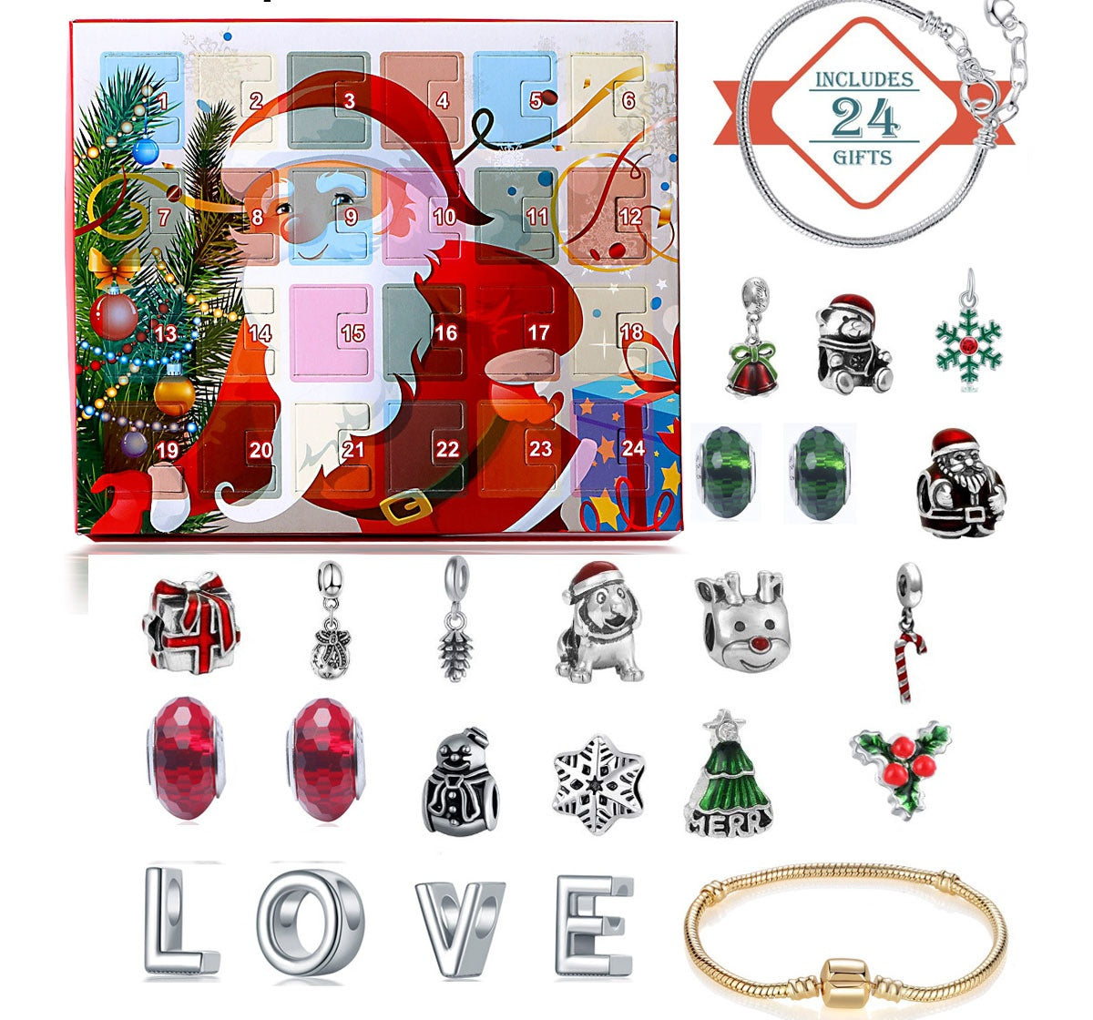 🎅2025 Early Xmas Sale 50% OFF💥DIY 24 Days Christmas Countdown Calendar Bracelets Set