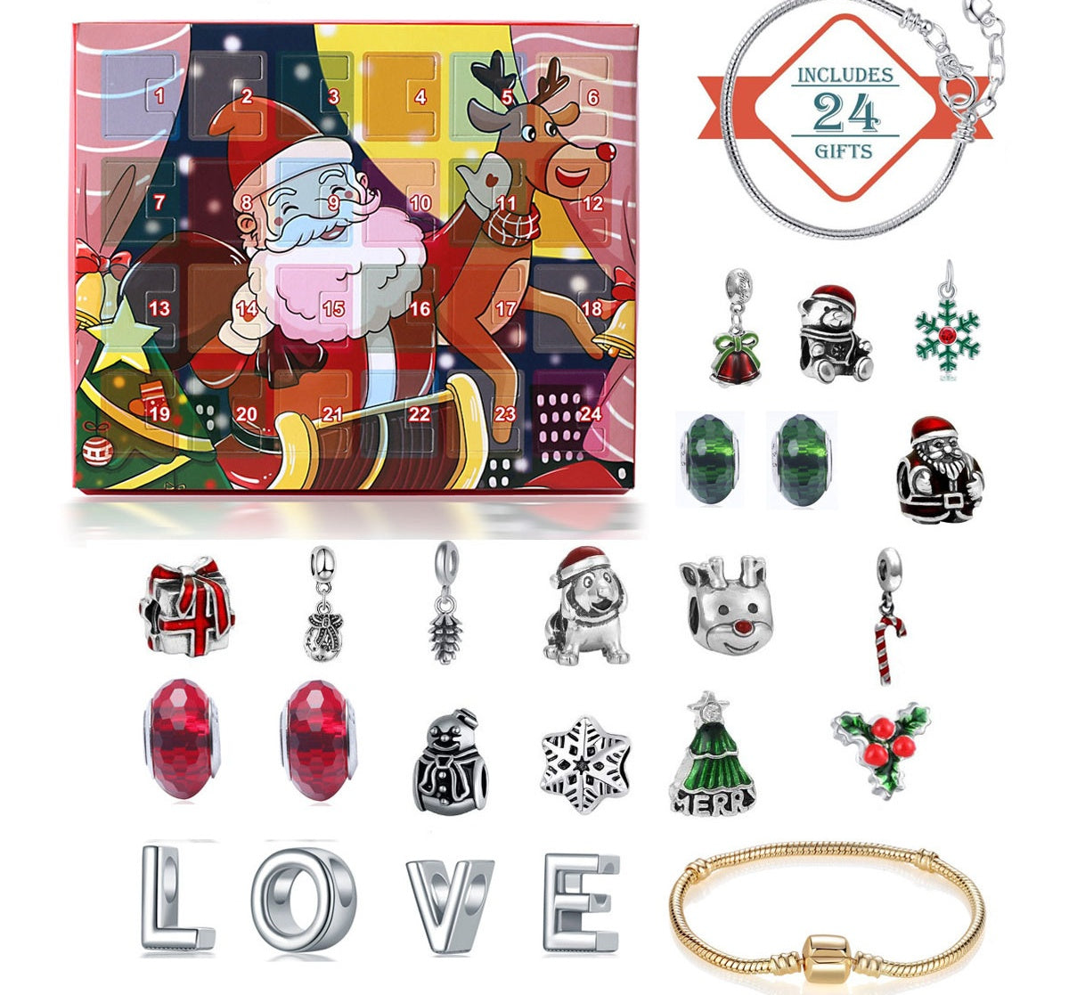 🎅2025 Early Xmas Sale 50% OFF💥DIY 24 Days Christmas Countdown Calendar Bracelets Set