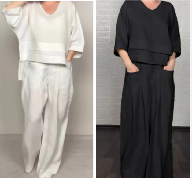 💐Autumn New Arrivals 50%OFF💖Irregular Hem Cotton Linen Short Sleeve Casual 2-Piece Set