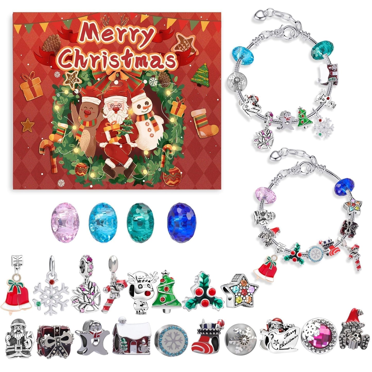 🎅2025 Early Xmas Sale 50% OFF💥DIY 24 Days Christmas Countdown Calendar Bracelets Set