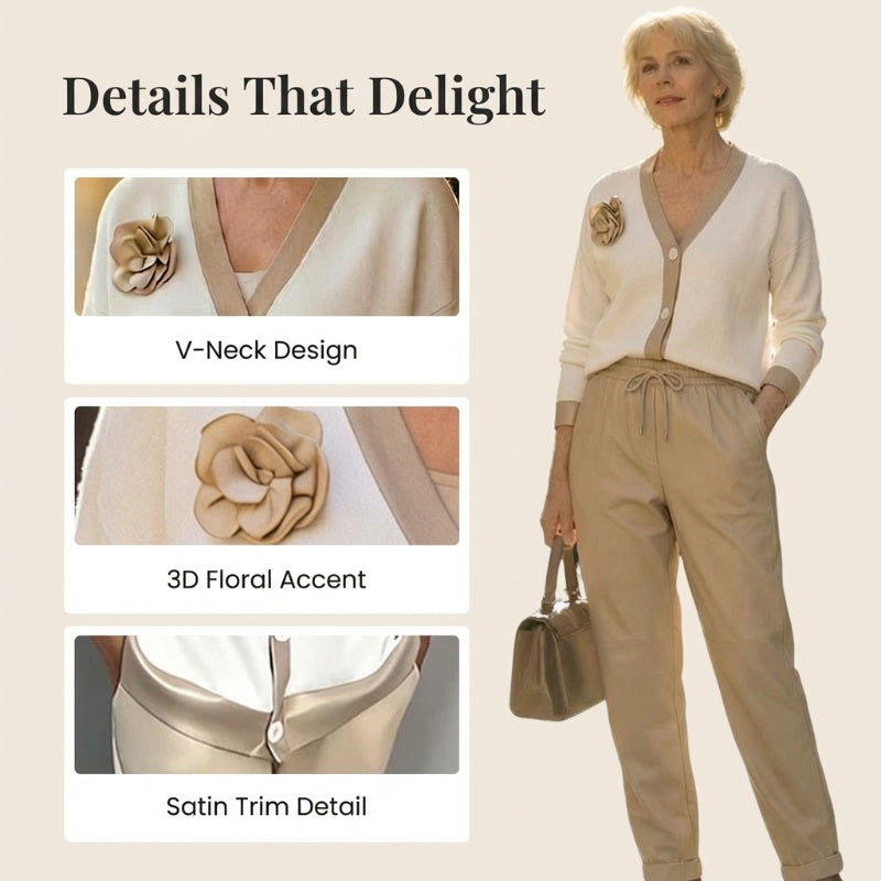 ⏳Time-Limited Special⏰Women’s Casual V-Neck Top & High Waist Pants 2-Piece Set