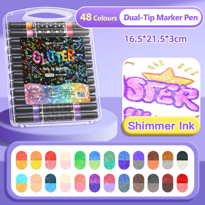 🔥Hot Sale 50% OFF🎁Dual-Tip Glitter Marker Pen