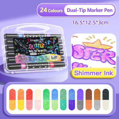 🔥Hot Sale 50% OFF🎁Dual-Tip Glitter Marker Pen