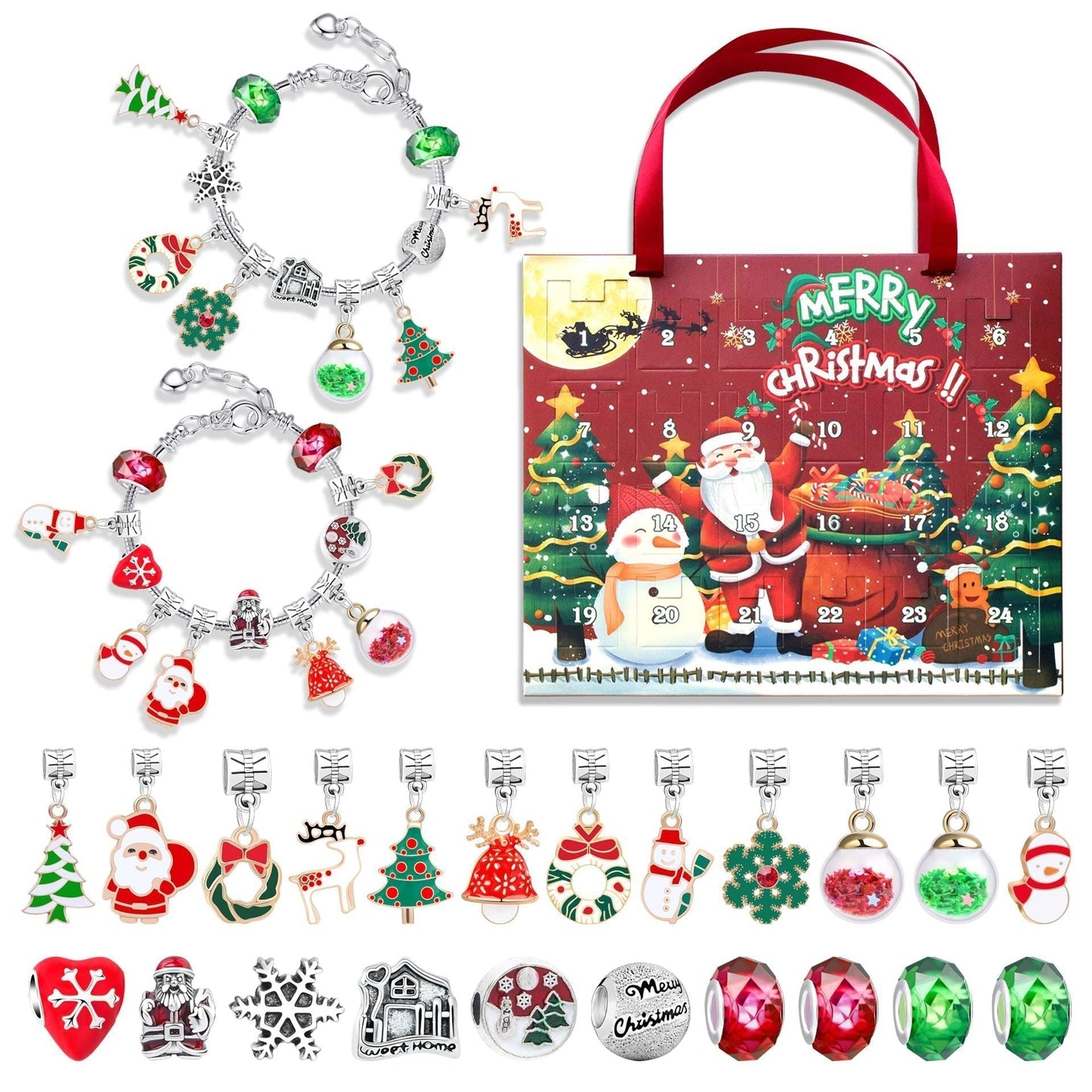 🎅2025 Early Xmas Sale 50% OFF💥DIY 24 Days Christmas Countdown Calendar Bracelets Set