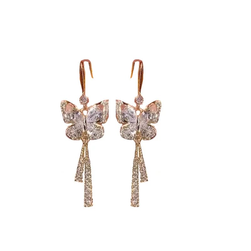 🎁Ideal gift - earrings in the shape of a butterfly with tassel