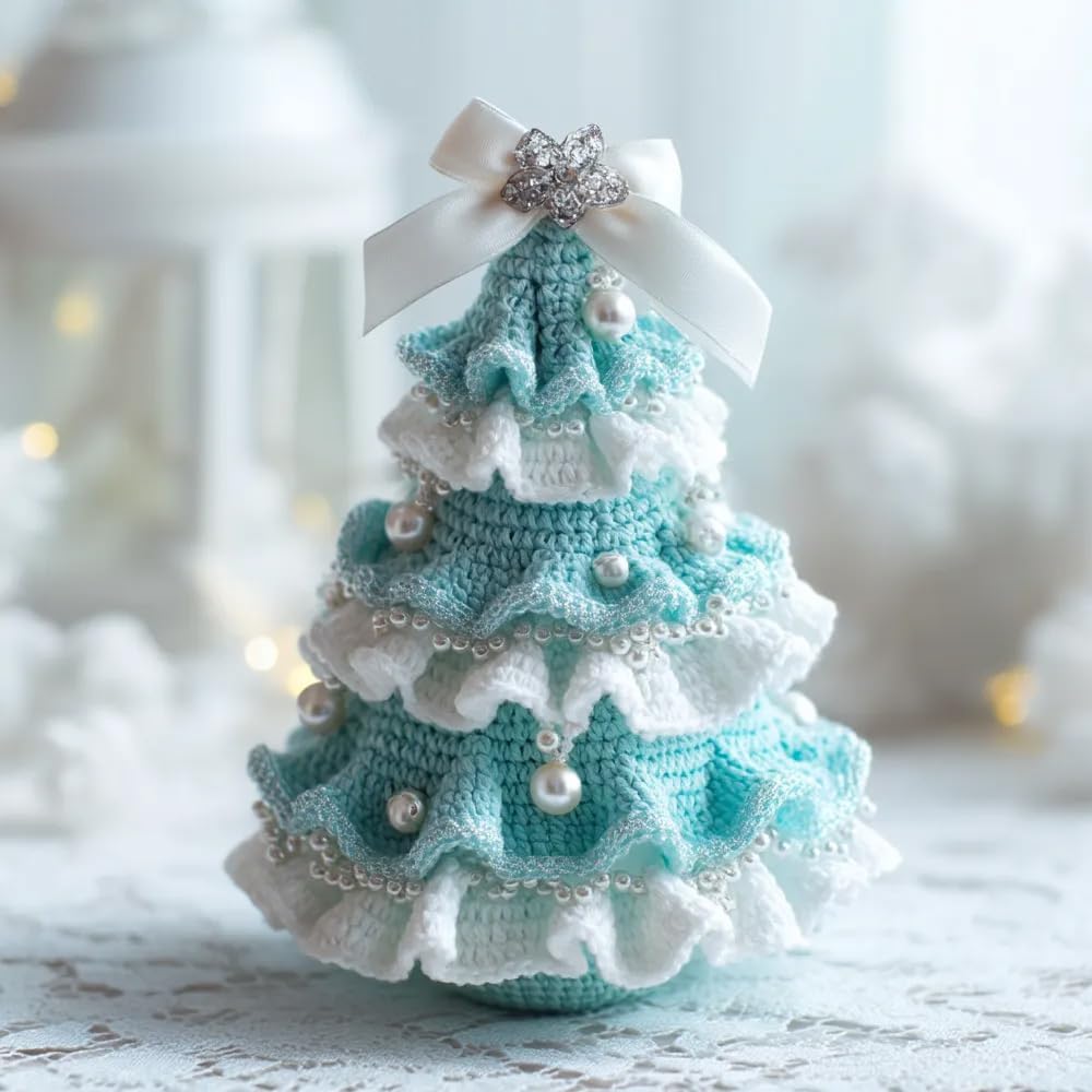✨🎁 DIY Crochet Christmas Tree Kit With Imitation Pearl Accents🎄– Create Your Own Holiday Magic
