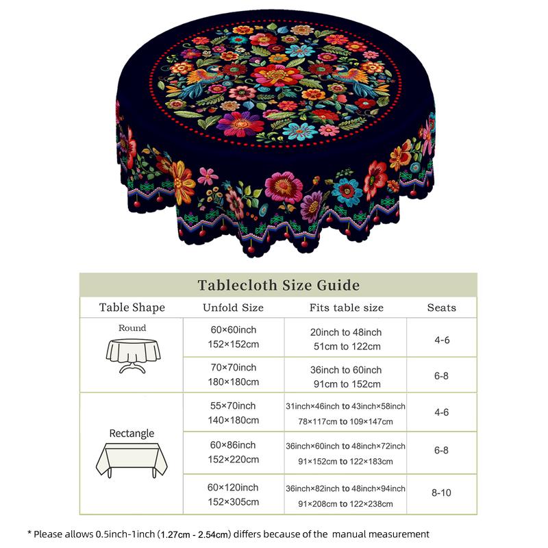 🔥Hot Sale🔥Mexican Floral Tablecloth With Scalloped Edge🌸