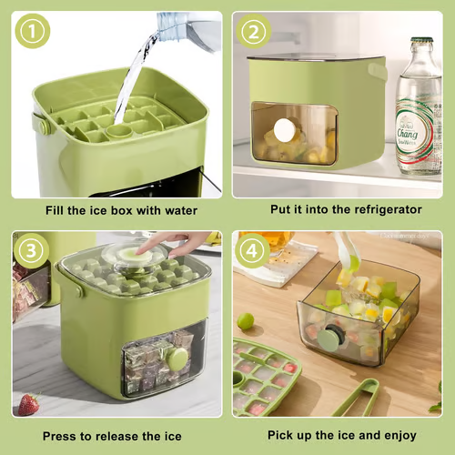 🧊 LIMITED-TIME 50% OFF! ✨ Ice Cube Maker with Storage Box – Button Release, Leak-Proof, 48 Cubes at Once 🏠