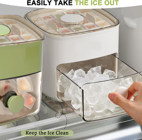 🧊 LIMITED-TIME 50% OFF! ✨ Ice Cube Maker with Storage Box – Button Release, Leak-Proof, 48 Cubes at Once 🏠