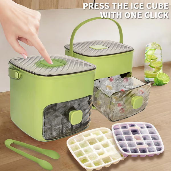 🧊 LIMITED-TIME 50% OFF! ✨ Ice Cube Maker with Storage Box – Button Release, Leak-Proof, 48 Cubes at Once 🏠
