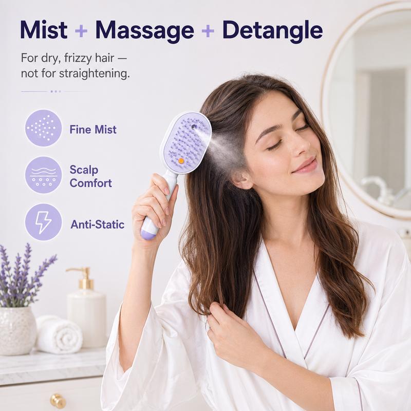 50K+ SOLD!🔥ProGlide™🇬🇧 Scalp Massager Comb 💆‍♀️ – Self-Cleaning 🧼, Tangle-Free ✂️ & Frizz-Control Hair Brush with Soothing Mist Spray 💨✨ | Perfect for Dry, Brittle Hair 💧🌟