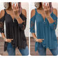 ⌛Limited-Time Offer-Women's Lace Cold Shoulder Top with Zipper