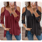 ⌛Limited-Time Offer-Women's Lace Cold Shoulder Top with Zipper