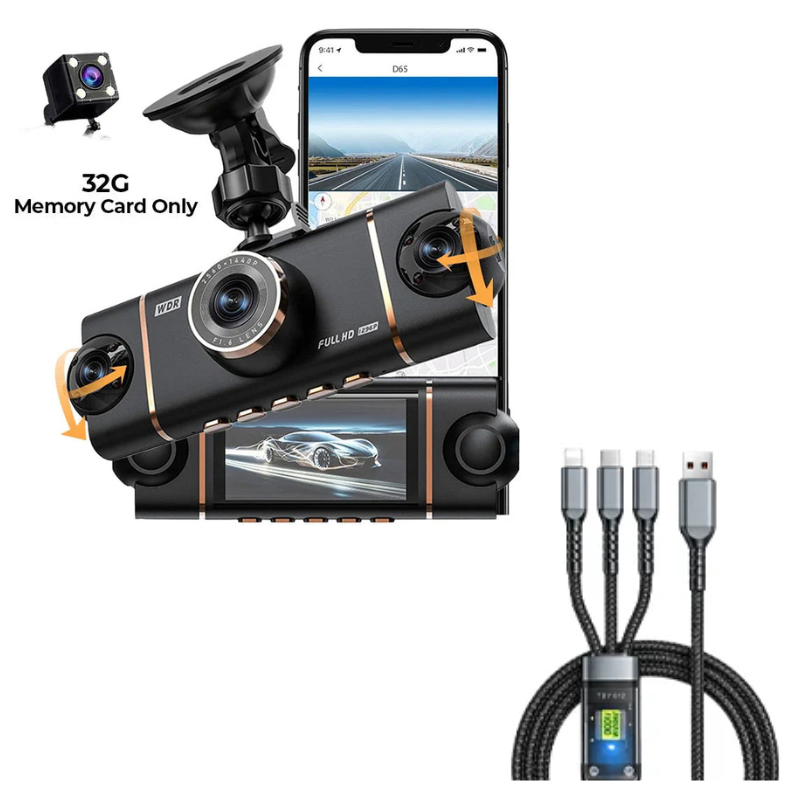 🏆60% Off!🚗4-Channel HD Dashcam with Front Interior Rear Recording🎥