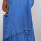 👗Laney Pleated Short Sleeve Irregular Midi Top and Elastic Waist Wide Leg Pants Set✨