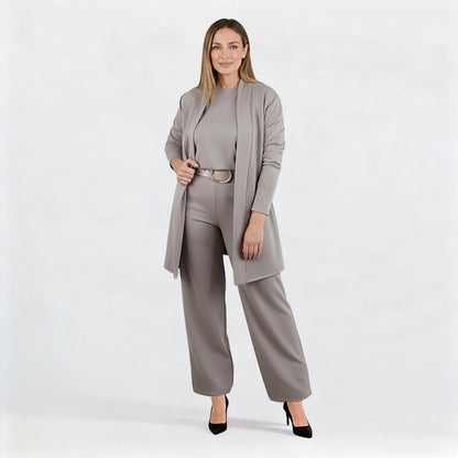 🔥Last day offer: 50% off-Elegant Longline Cardigan & Top & Pants 3-Pieces Set