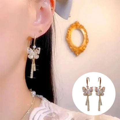 🎁Ideal gift - earrings in the shape of a butterfly with tassel