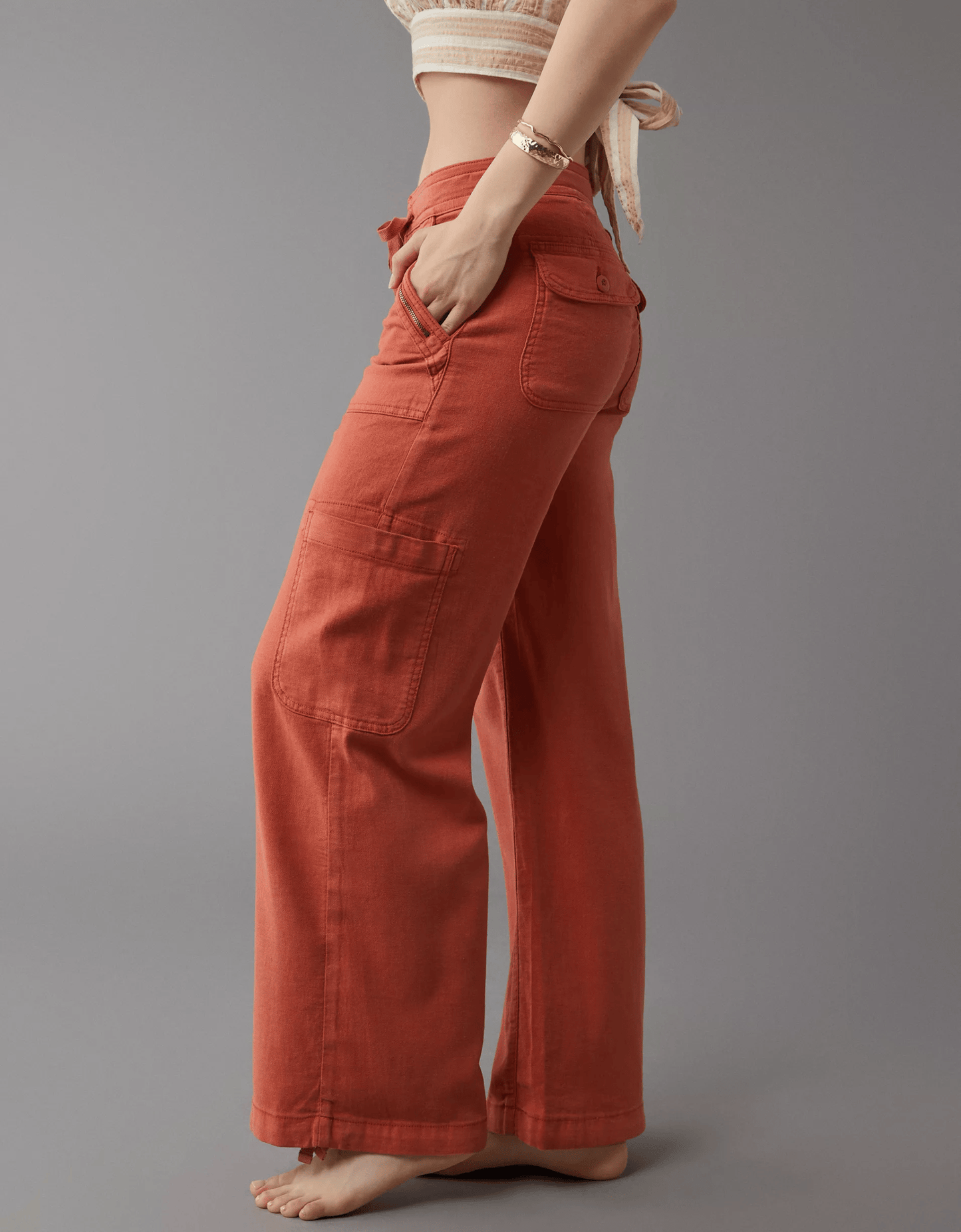 💥LAST DAY SALE 49% OFF!!🎁Linen-Blend Wide-Leg Cargo Pant