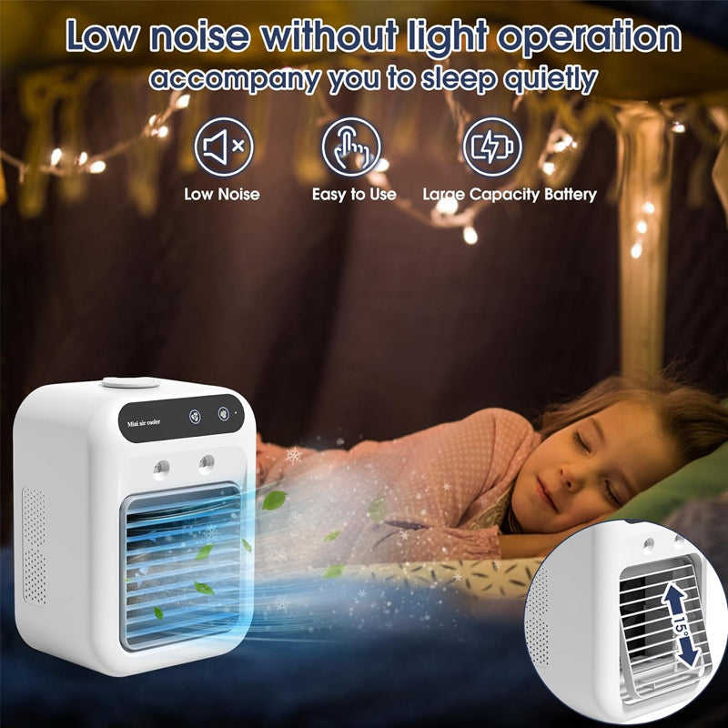 Mini portable air conditioner with cooling and humidification functions
