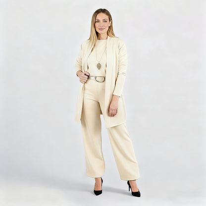 🔥Last day offer: 50% off-Elegant Longline Cardigan & Top & Pants 3-Pieces Set