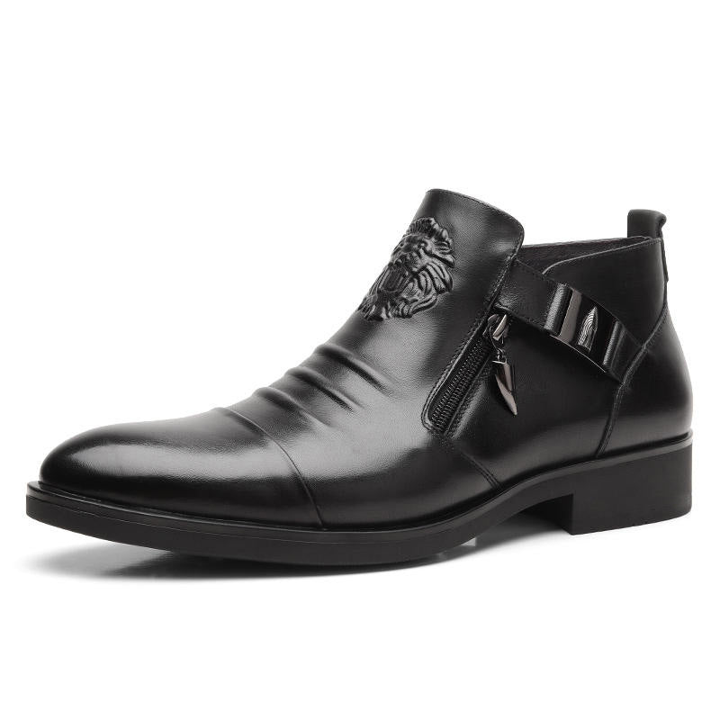 👞Men's Embossed Martin Boots  Dual Side Zipper Trendy Boots!